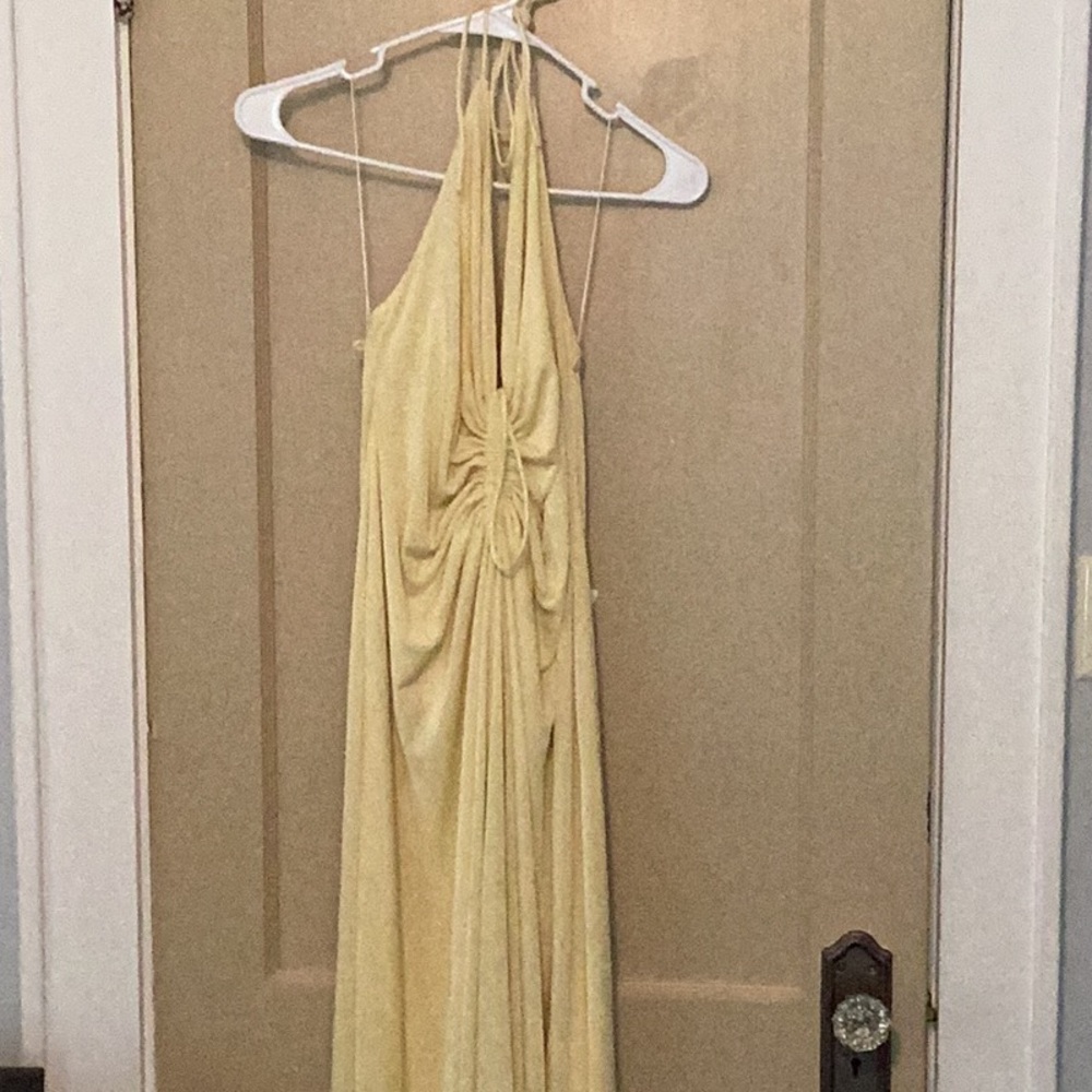 Elegant Yellow Halter Dress